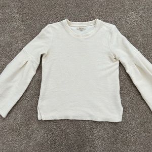 Madewell Cream Crop Top Pleated Bell Sleeves H2681